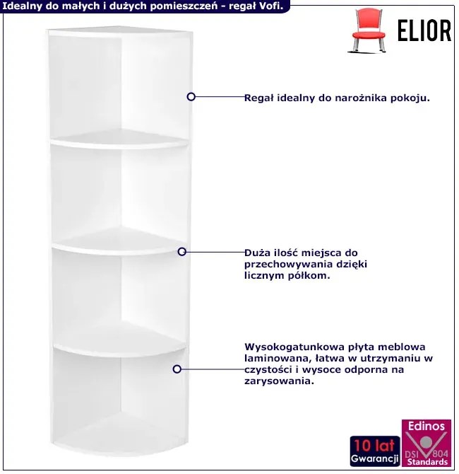 Regał Narożny Biały Skandynawski \ D3-E37