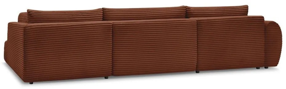 Ceglasty sztruksowy rozkładany/ze schowkiem narożnik (prawostronny/w kształcie litery U) Lucien – Bobochic Paris