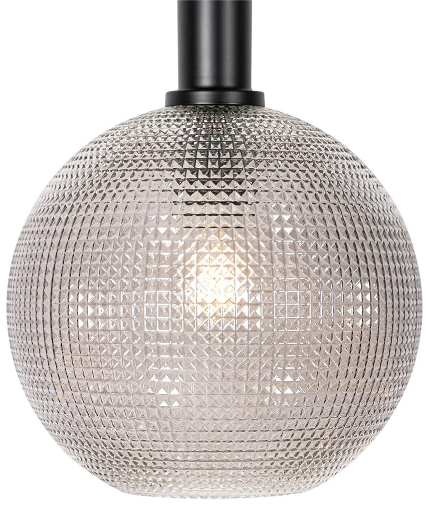 Designerska lampa wisząca czarna z przydymionym szkłem 4-światłowa - ChicoDesignerski Oswietlenie wewnetrzne
