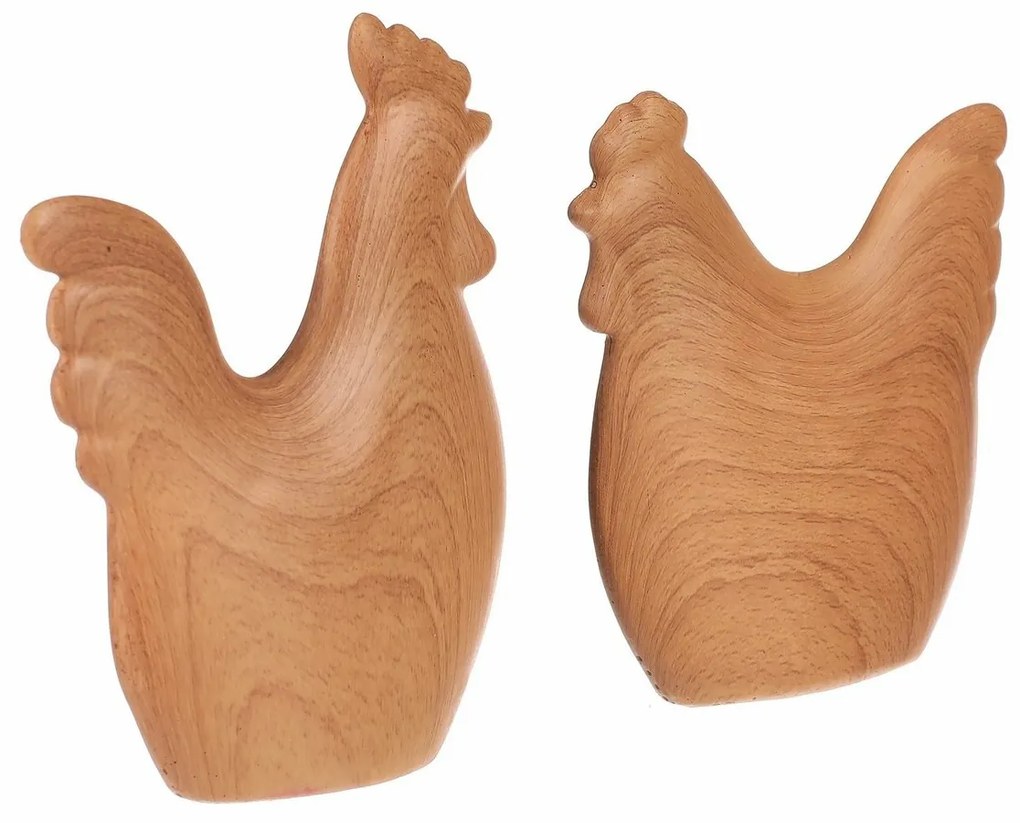 Dekoracje wielkanocne Kura i kogut, 12 x 3 x 14cm, zestaw 2 sztuki, żywica poliestrowa