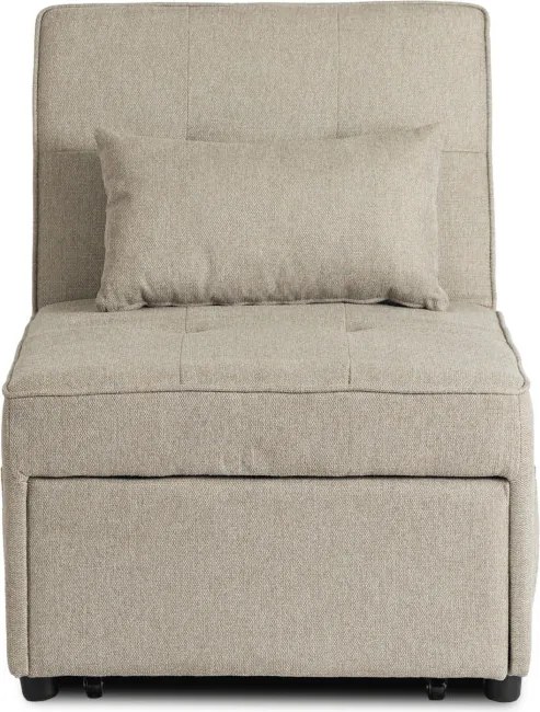 Fotel Wypoczynkowy Rozkładany IBERIS 67 cm Beżowy Tapicerowany Nowoczesny