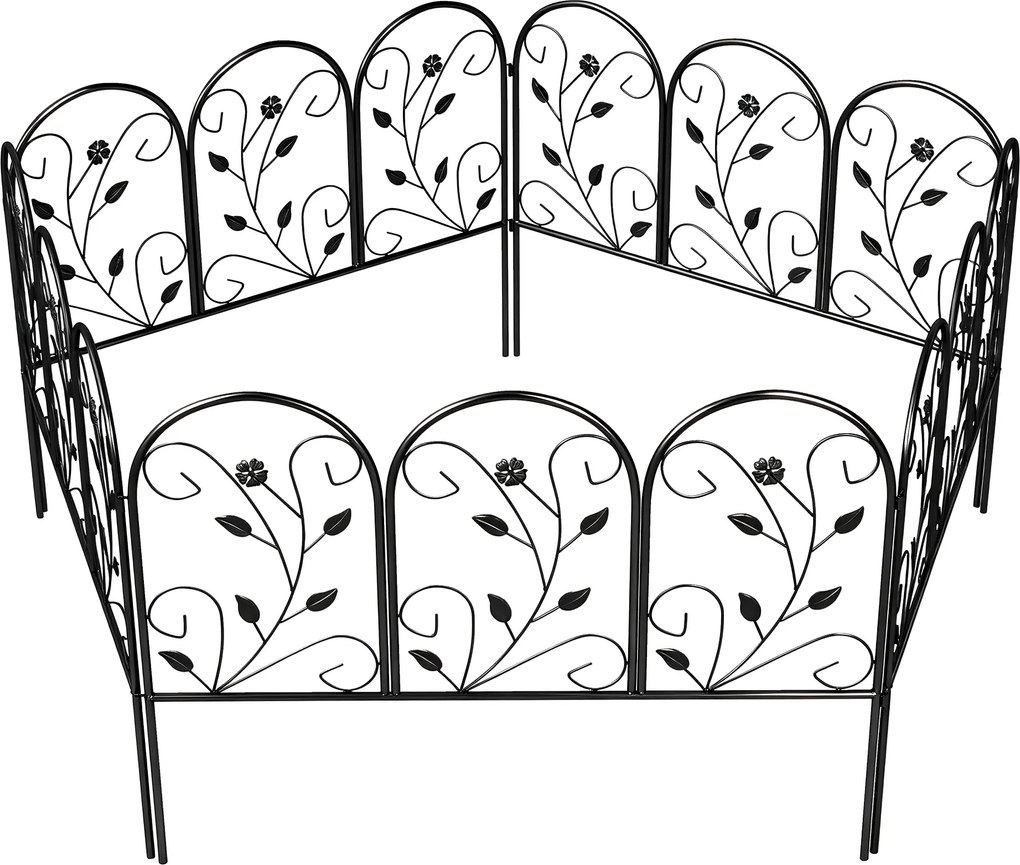 Outsunny Płot ogrodowy z metalu 80 x 60 cm Dekoracyjny płot kratowy zestaw z nogami do ogrodu, kwietników, bariera ochronna Czarny | Aosom PL