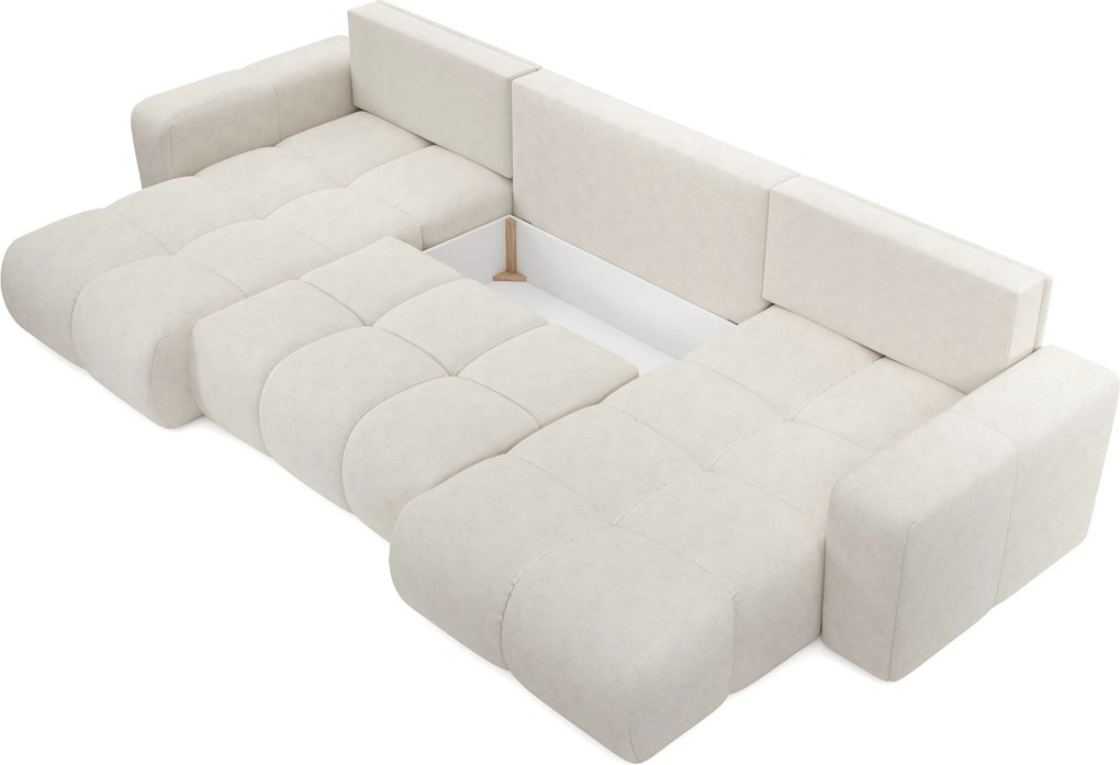 Masseno Narożnik DUCA z funkcją spania i pojemnikiem na pościel Narozniki U, Rozkładana sofa - Beżowy, PERFECT HARMONY 02