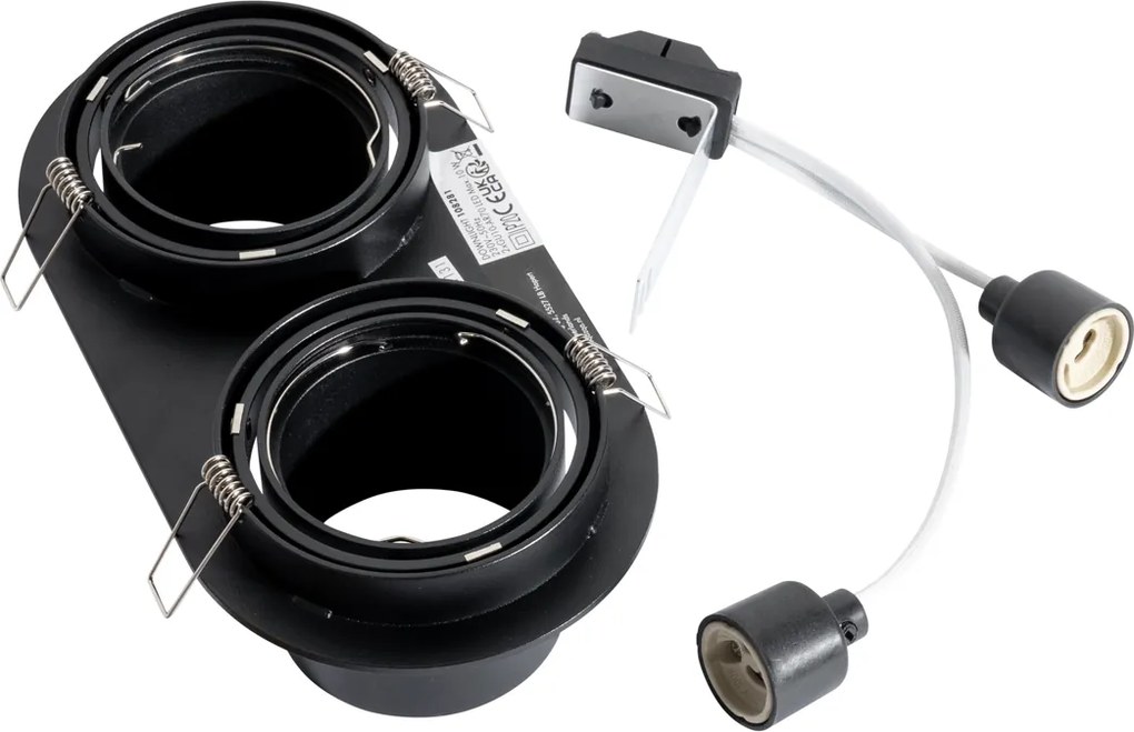 Okrągły podtynkowy reflektor czarny GU10 70 mm, regulowany, 2-punktowy - Installa