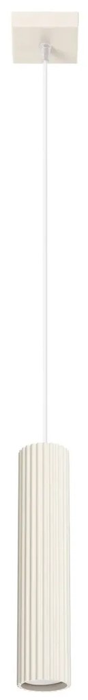 Lampa wisząca KARBON 1 beżowa ryflowana SOLLUX  LIGHTING