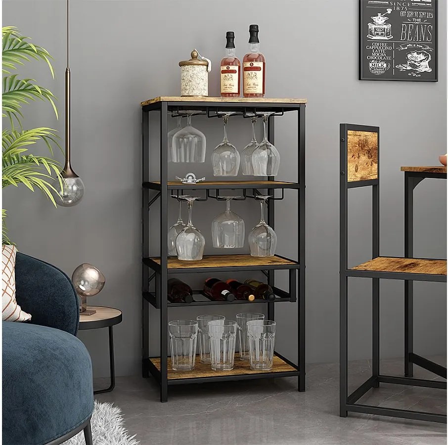 Stojak na wino rustykalny dąb 50x35x100 vela