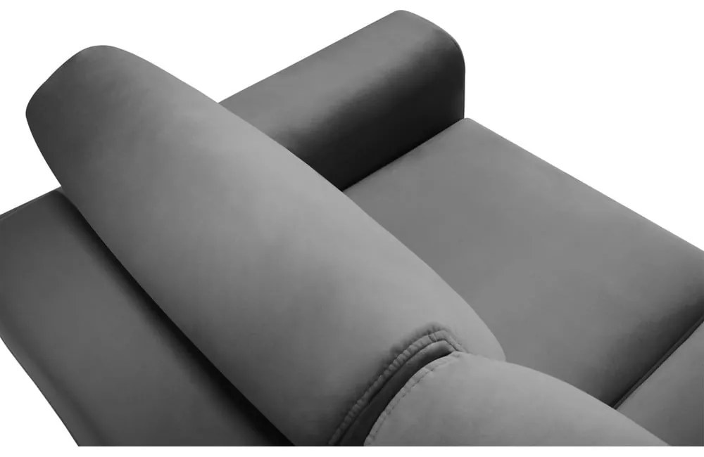 Jasnoszara aksamitna rozkładana/ze schowkiem sofa 235 cm Kyoto – Cosmopolitan Design