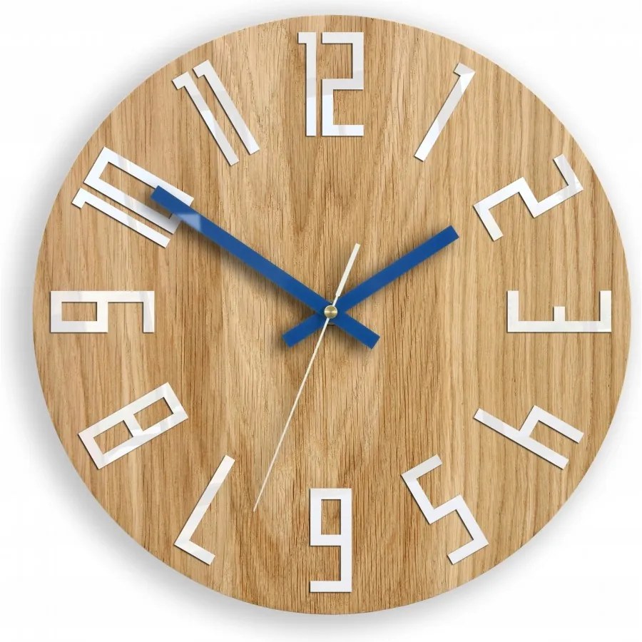 Zegar na ścianę nowoczesny drewniany z dużymi cyframi okrągły cichy loft