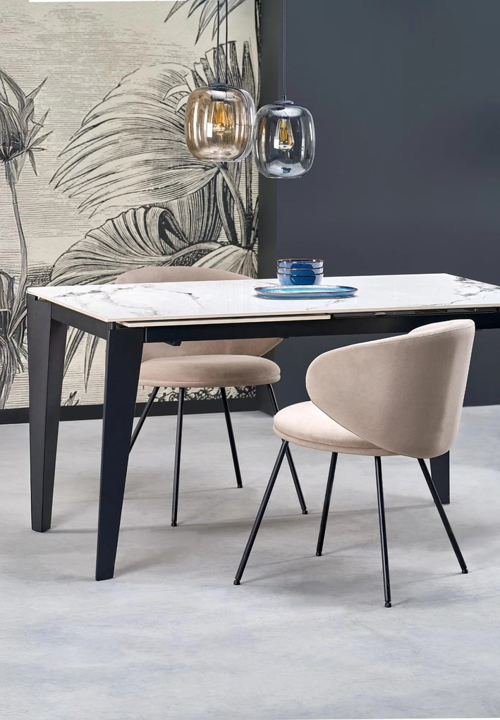 Krzesło do jadalni tapicerowane beżowy mat welur K587