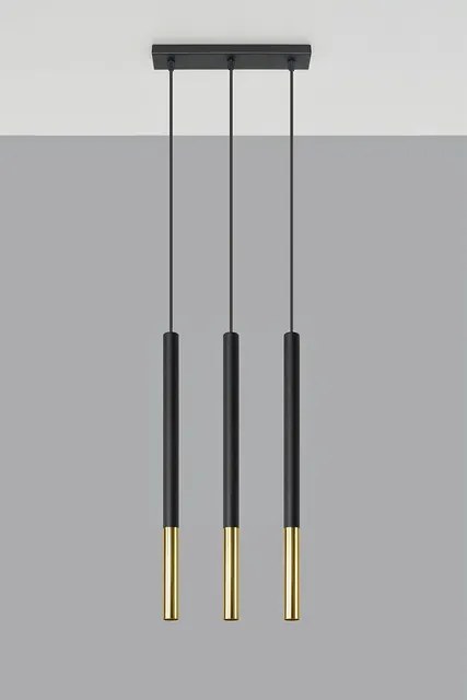 Czarno złota lampa wisząca nad stół 3X EX720 N8-R15