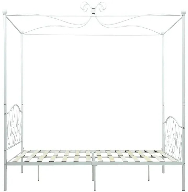 Łóżko metalowe z baldachimem w kolorze białym 180x200 cm F5-B63