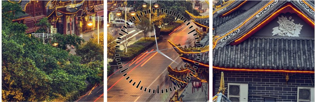 Obraz - Qintai Road, Chengdu, Chiny (z zegarem) (90x30 cm)