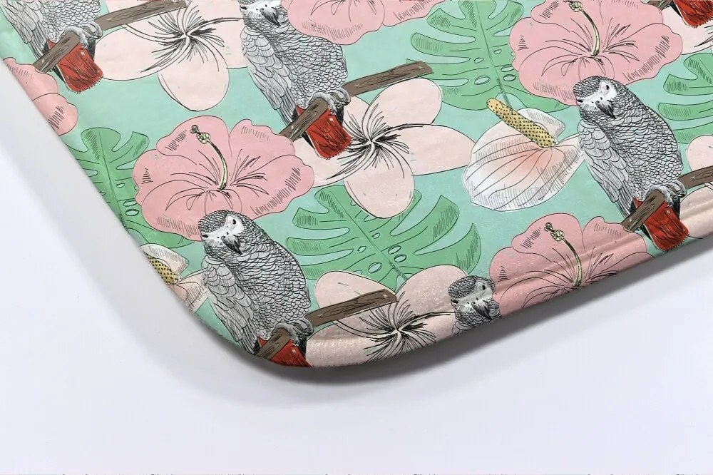 Antypoślizgowy dywanik łazienkowy Antypoślizgowy dywanik łazienkowy Ptaki Papuga Kwiaty