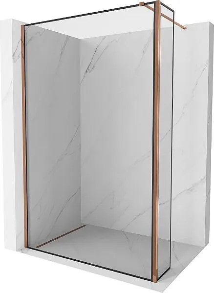 Mexen Kioto ścianka prysznicowa Walk-in 160 x 30 cm, czarna ramka, różowe złoto - 800-160-212-60-70-030
