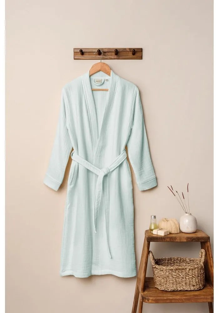 Miętowy szlafrok muślinowy w rozmiarze L/XL Kimono – Foutastic