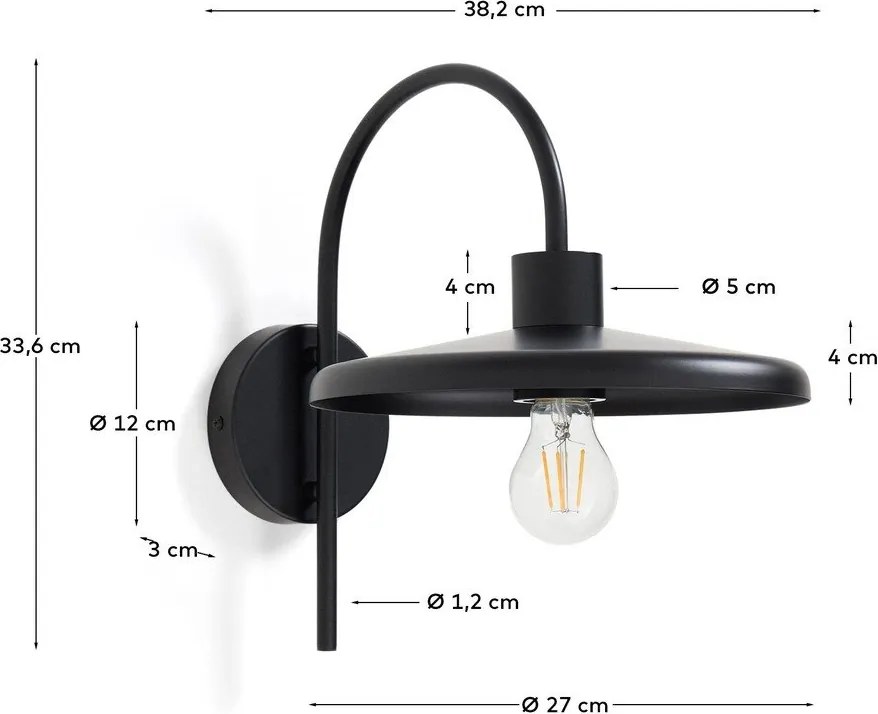 Czarny kinkiet ø 27 cm Nuvira – Kave Home