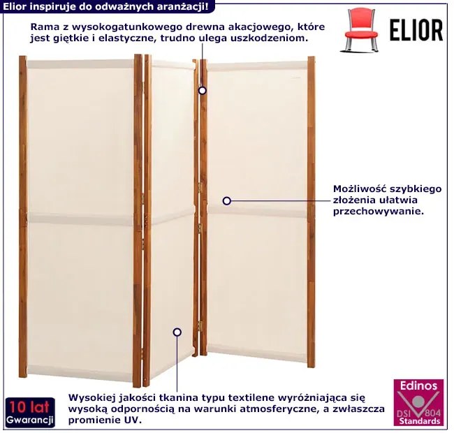 Klasyczny kremowy parawan pokojowy R0-G48