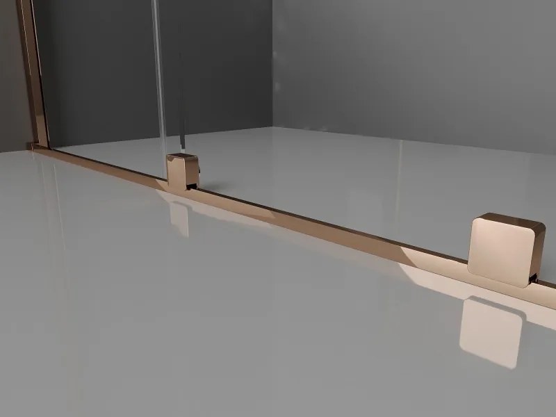 Mexen Velar ścianka prysznicowa rozsuwana Walk-in 150 x 200 cm, szron 8 mm, różowe złoto - 871-150-000-33-60