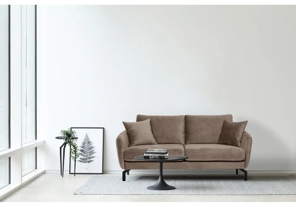 Brązowoszara sofa z aksamitnym obiciem Scandic Magic, szer. 190 cm