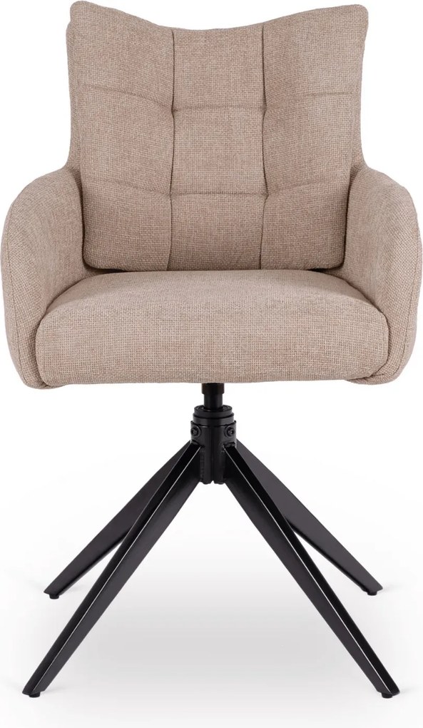 Krzesło Tapicerowane Obrotowe do Salonu JULY Beżowe Nowoczesne