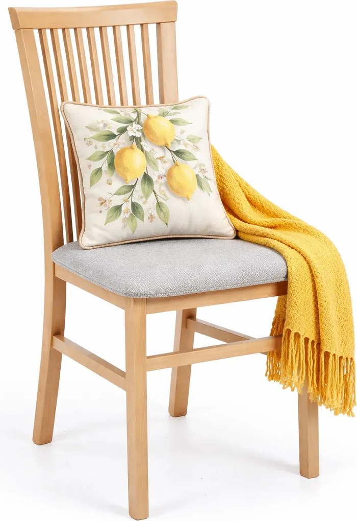 Drewniane Krzesło Z Tapicerowanym Siedziskiem Dąb Artisan + Szary T7-Z67