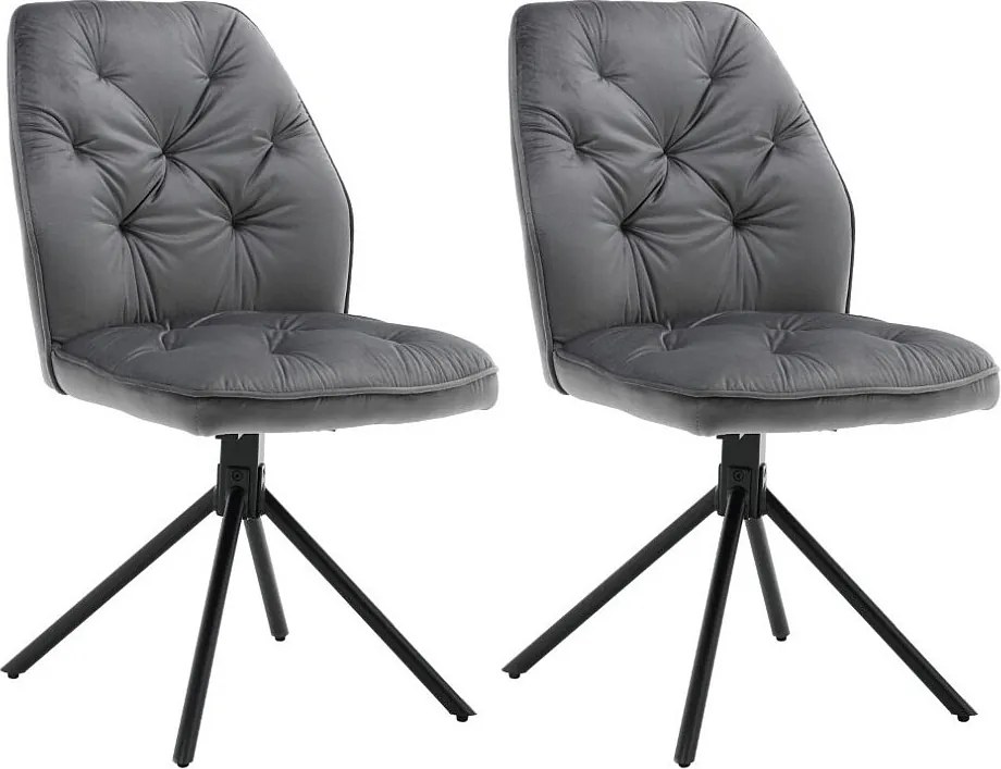 Krzesła do jadalni zestaw 2 szt. - materiał i metal - szary - GERST