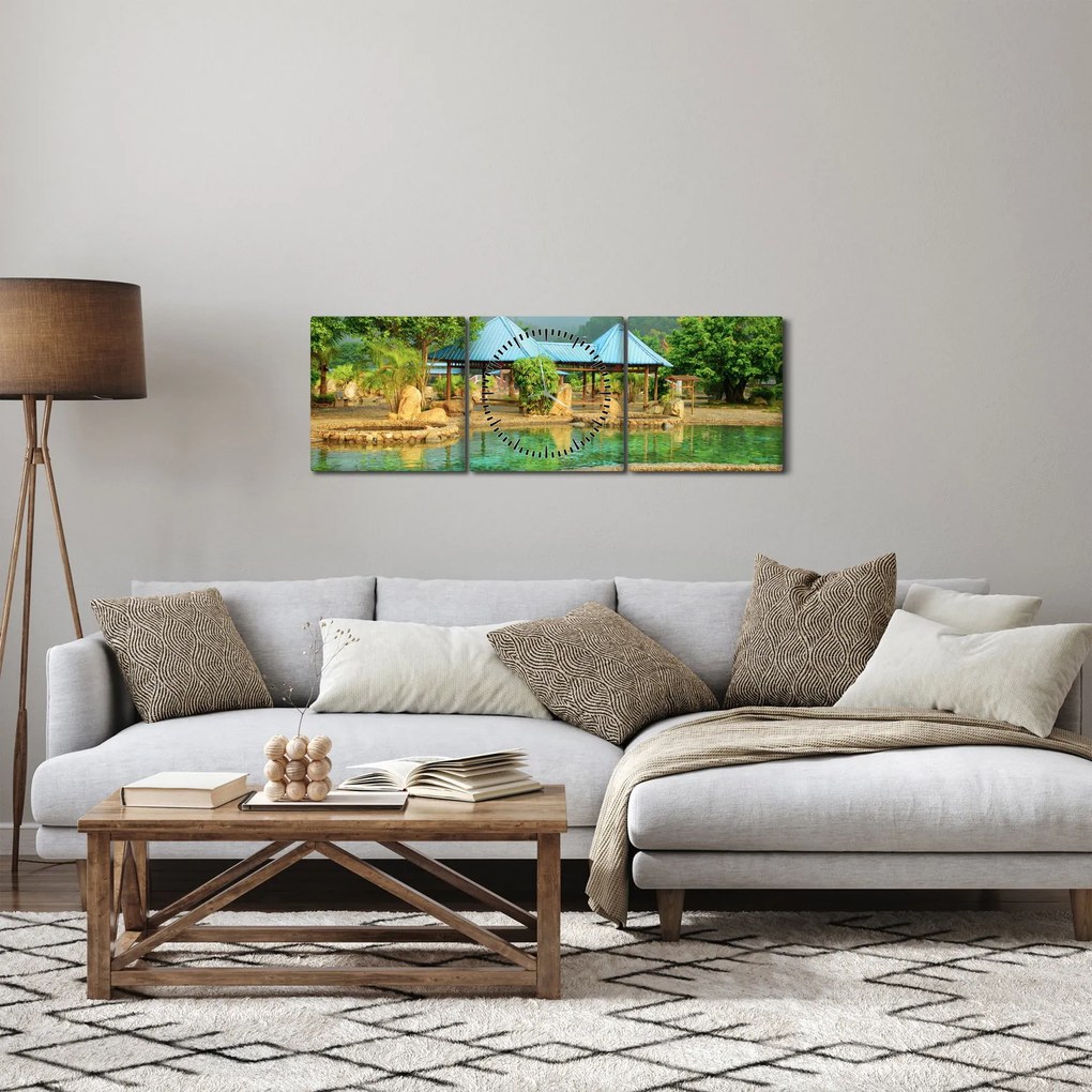 Obraz - Shanghai hotel park (z zegarem) (90x30 cm)