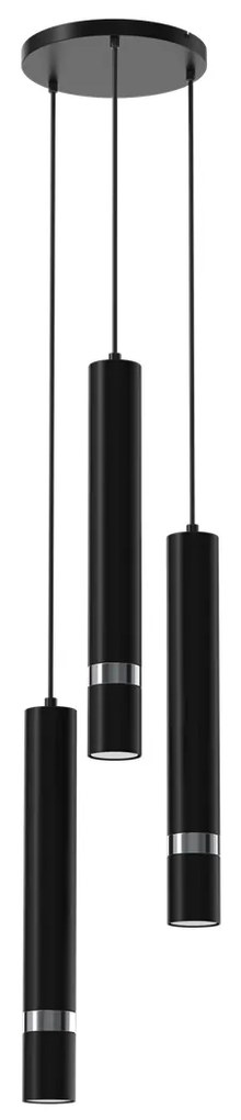 Lampa wisząca JOKER BLACK/CHROME 3xGU10, na kole