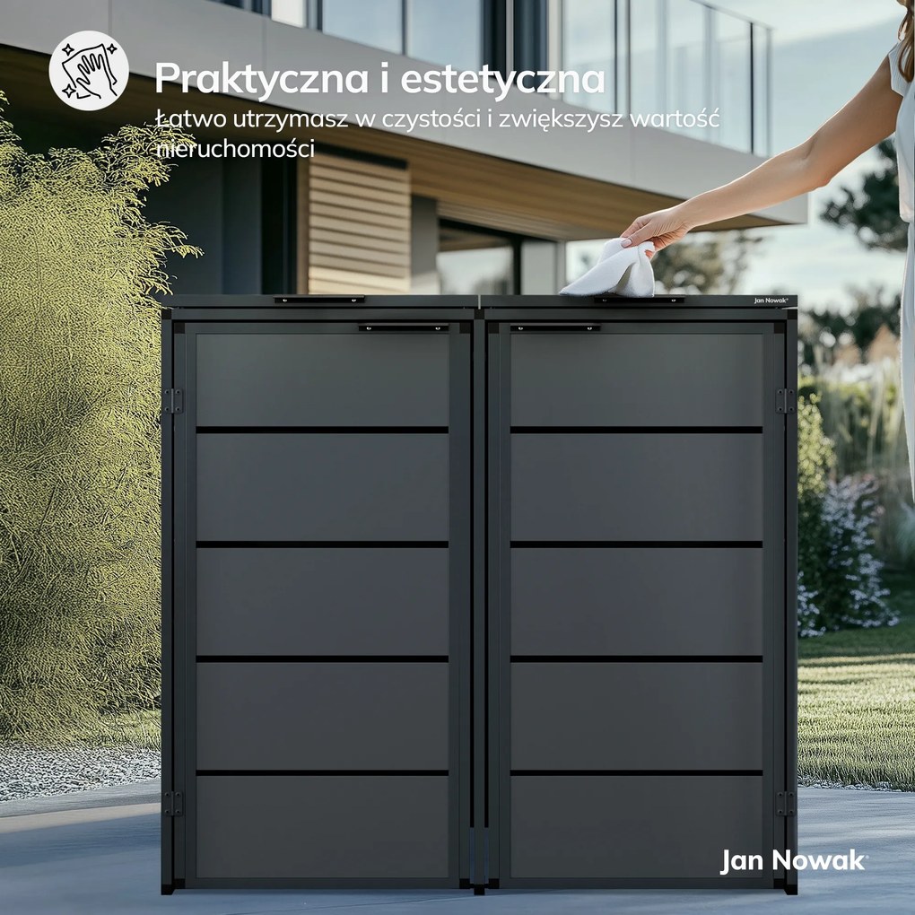 Zabudowa śmietnikowa 240L dwukomorowa, antracyt
