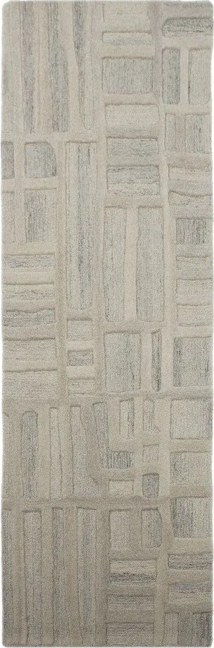 Szarobeżowy wełniany chodnik tkany ręcznie 80x300 cm Elva – Flair Rugs