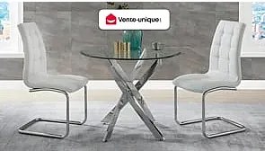 Stół jadalniany COSIMA – 4-osobowy – szkło hartowane i metal chromowany