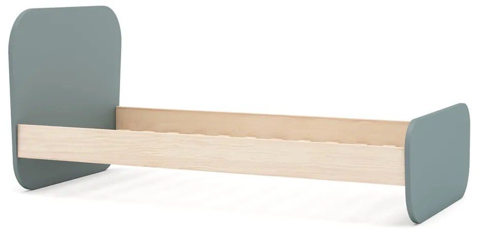 Szarozielone łóżko dziecięce w dekorze sosny ze stelażem 90x190 cm Esteban – Marckeric