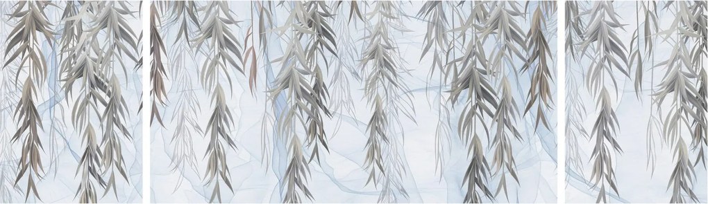 Obraz - Gałązki wierzby na niebieskim tle (170x50 cm)