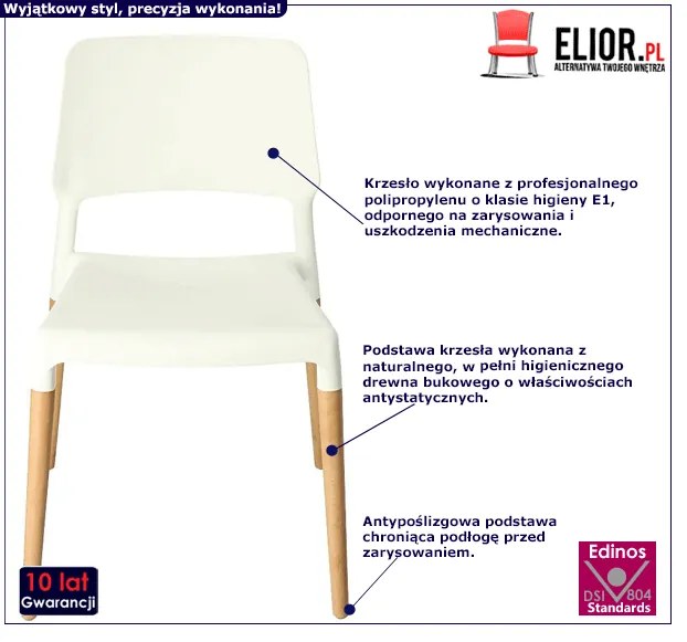 Białe skandynawskie krzesło minimalistyczne - Alldyn