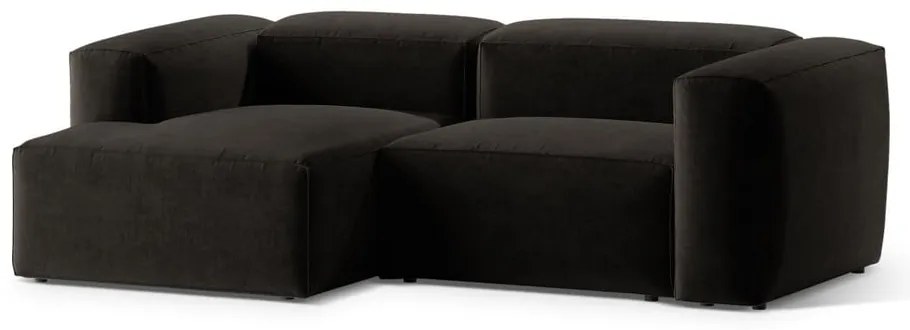 Czarny narożnik (lewostronny/z szezlongiem) Bergamo – Cosmopolitan Design