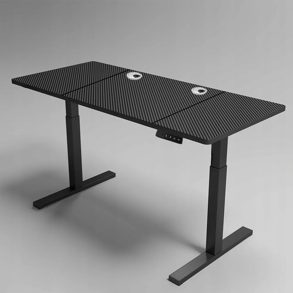 Czarne biurko z elektryczną regulacją wysokości – 140x60 cm, ergonomiczne, idealne do pracy i zabawy