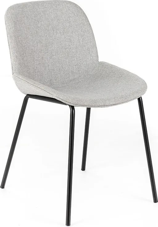 Zestaw 4 krzeseł do jadalni "Sami" w jasnoszarym materiale z eleganckimi, nowoczesnymi, malowanymi metalowymi nogami