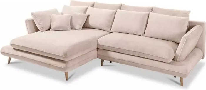 Narożnik MONTE Lewostronny z funkcją spania, pojemnikiem i poduszkami, Sorriso 06 Kremowy WERSAL