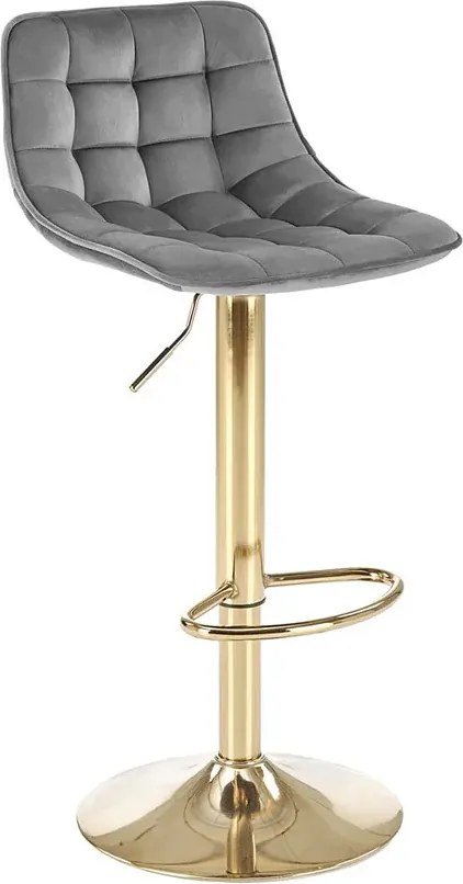 Szary pikowany hoker glamour tapicerowany welurem E4-N21