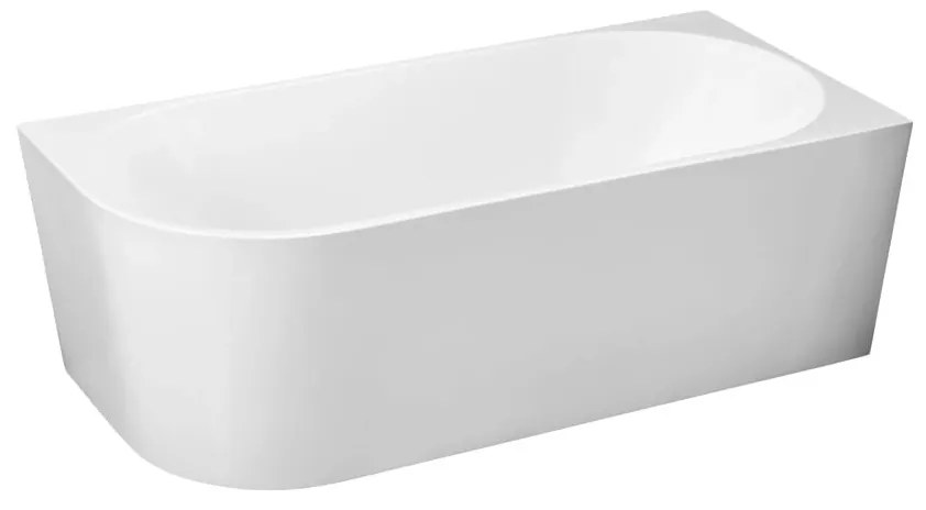 Wanna wolnostojąca narożna WALL White Matt / Glow prawa z konglomeratu biała błyszcząca/matowa 160 x 75 cm z przelewem typu SLIM : Kolor wanny - Biały matowy