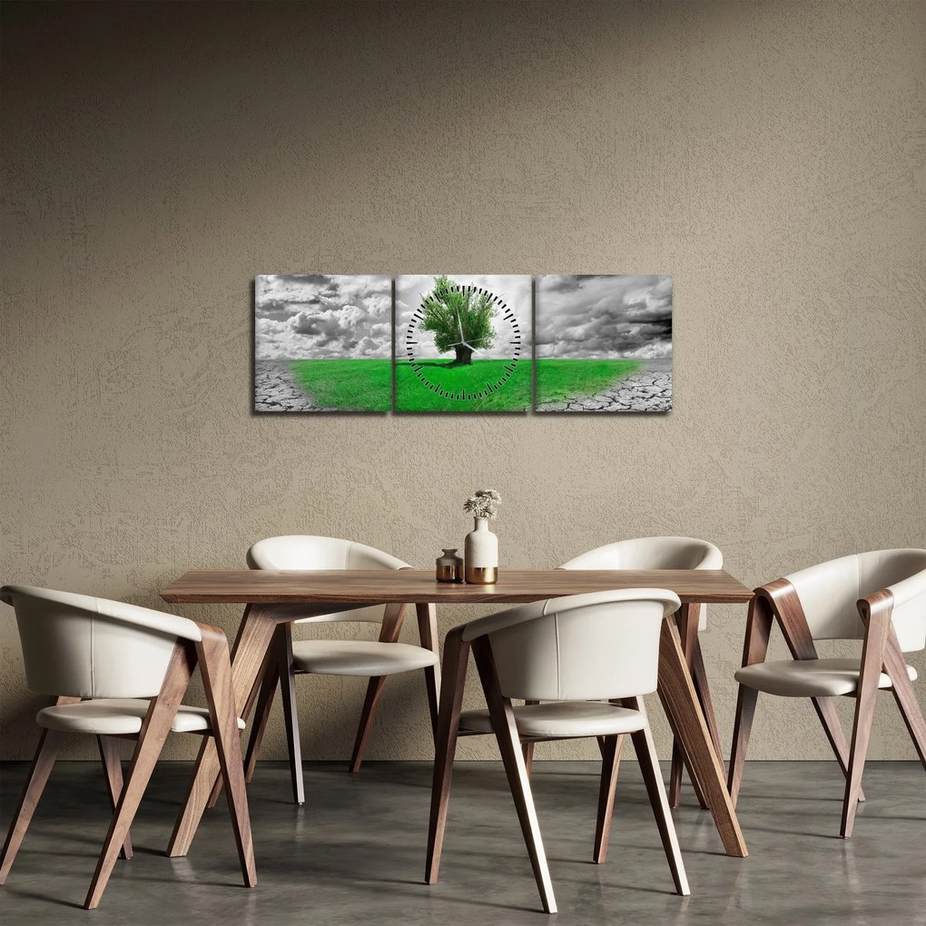 Obraz - Kawałek natury w mieście (z zegarem) (90x30 cm)