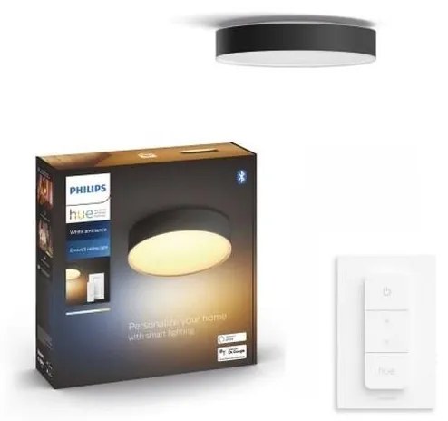 Philips -Ściemnialne oświetlenie LED Hue ENRAVE S LED/9,6W/230V śr. 261 mm czarne + pilot