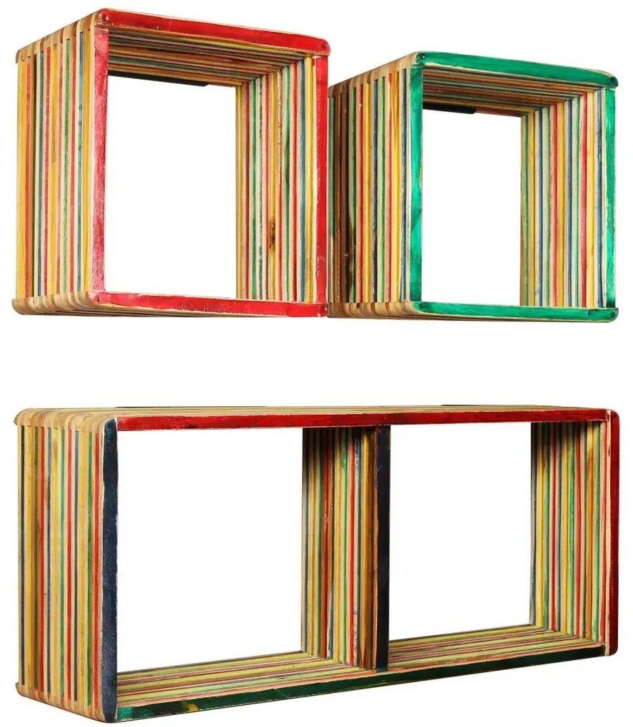 Zestaw modułowych półek ściennych z drewna odzyskanego Z5-Z01