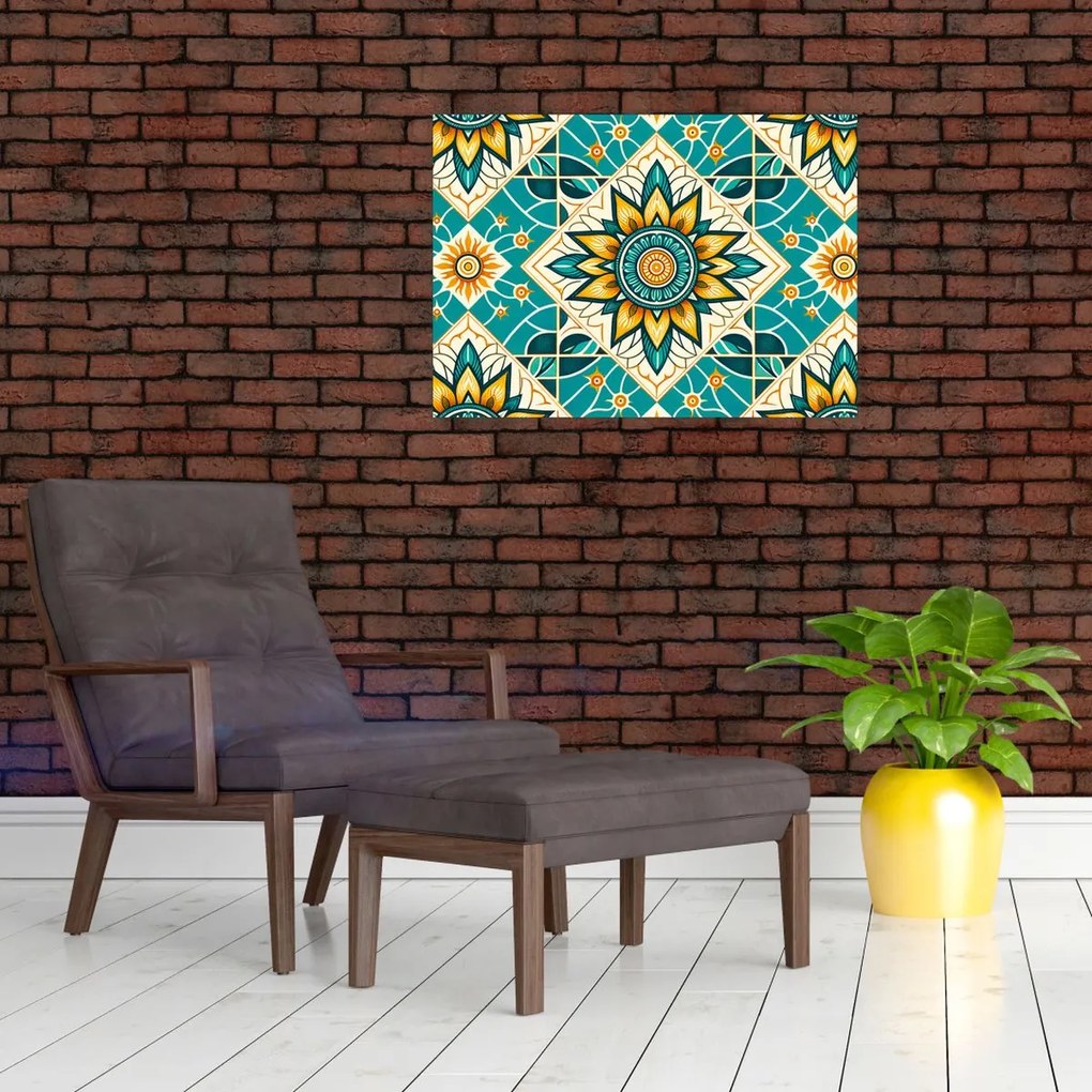 Obraz - Turkusowy wzór (70x50 cm)