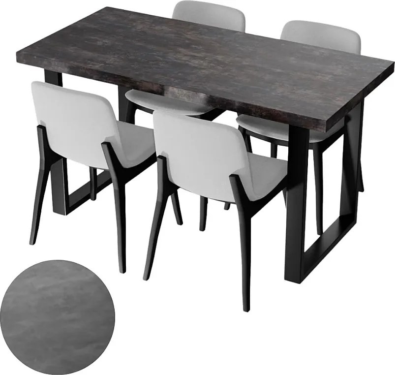Stół Kuchenny Do Jadalni Loft Kolory Beton Ciemny Czarne Nogi