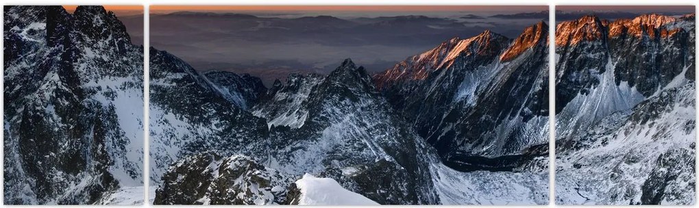 Obraz - Wschód słońca w górach (170x50 cm)