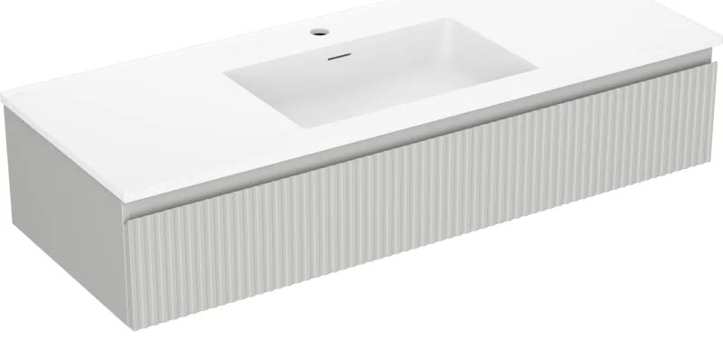 Mexen Rivel szafka łazienkowa 120 cm z umywalką Otis, 1 szuflada, ryflowana , szara mat/biała mat - 91A20-12023-1-BF62-W18M01