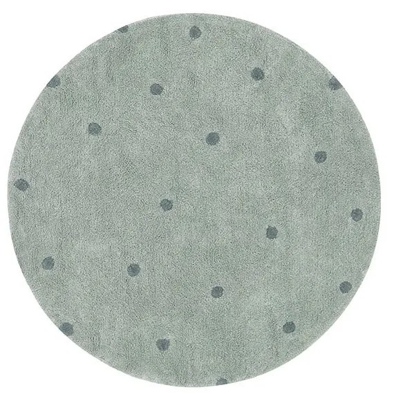 Jasnozielony bawełniany dywan dziecięcy tkany ręcznie odpowiedni do prania ø140 cm Round Dot Blue Sage – Lorena Canals