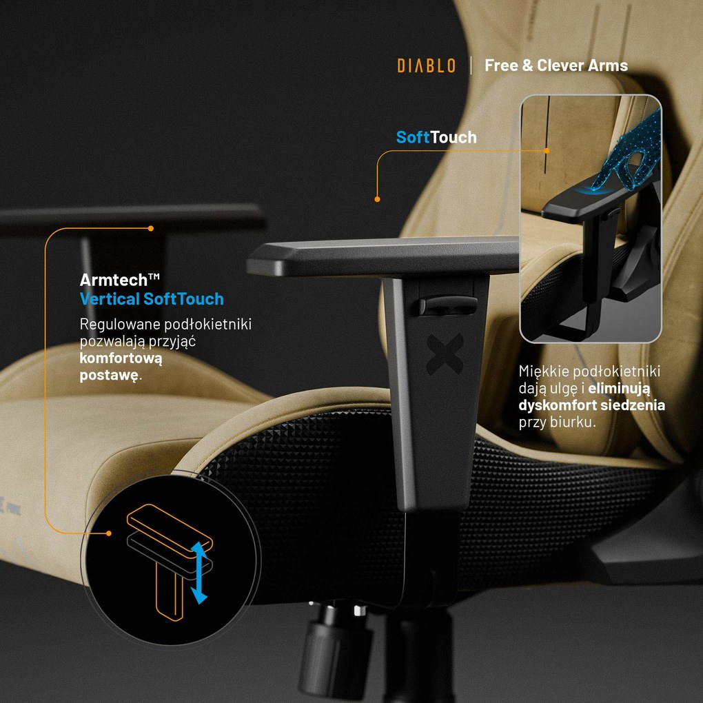 Fotel gamingowy Diablo X.One Prime, Broken Gold, Normal Size