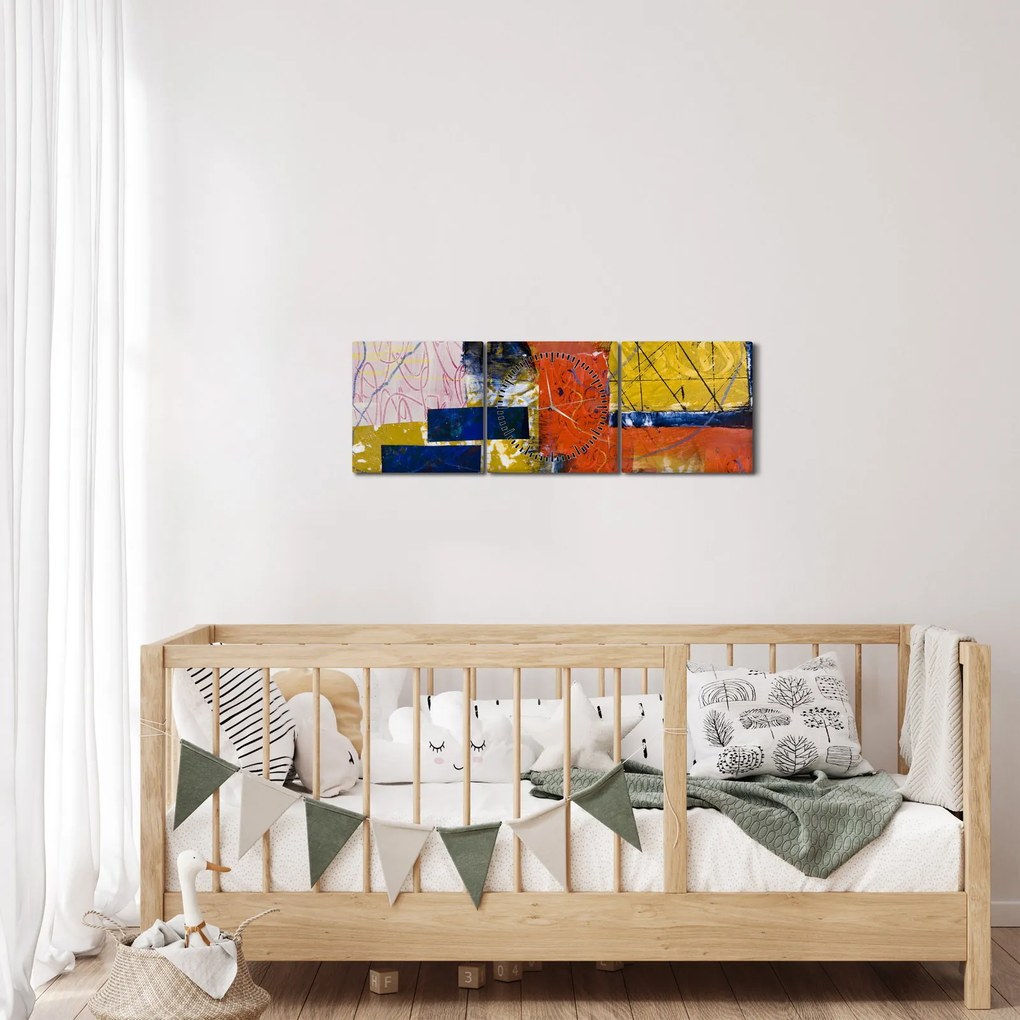 Obraz - Abstrakcja (z zegarem) (90x30 cm)